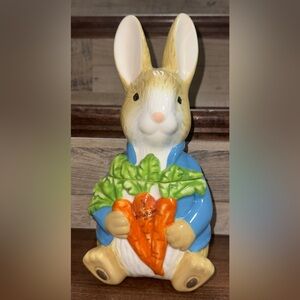 Super CutePeter Rabbit With Carrots Cookie Jar By Beatrix Potter Hand Painted